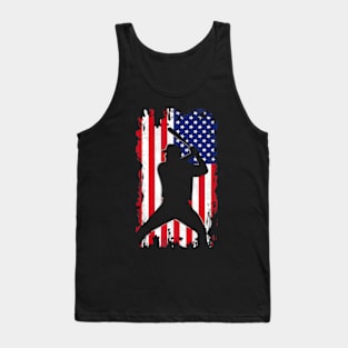 Baseball Player American Flag Tank Top